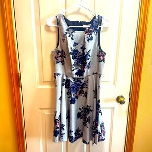 Elle Floral Sleeveless Dress with bow belt size 10